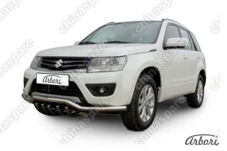 AFZDASGV1201 Защита переднего бампера d57 с защитой картера Arbori нерж. сталь для Suzuki GRAND VITARA 5дв. 2012-2015