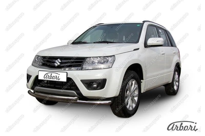 AFZDASGV1203 Защита переднего бампера d57+d57 двойная Arbori нерж. сталь для Suzuki GRAND VITARA 5дв. 2012-2015