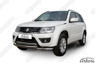 AFZDASGV1203 Защита переднего бампера d57+d57 двойная Arbori нерж. сталь для Suzuki GRAND VITARA 5дв. 2012-2015