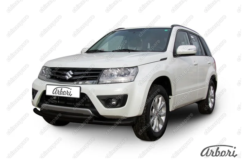 AFZDASGV1203B Защита переднего бампера d57+d57 двойная Arbori черн. для Suzuki GRAND VITARA 5дв. 2012-2015