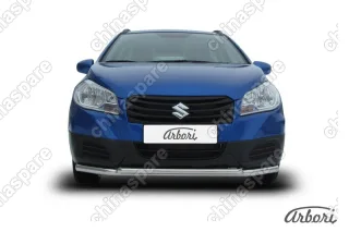 AFZDASSX41402 Зашита переднего бампера d57+d42 двойная Arbori нерж. сталь для Suzuki SX4 2014-нв
