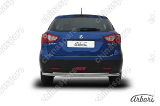 AFZDASSX41407 Защита заднего бампера d57+d42 двойная Arbori нерж. сталь для Suzuki SX4 2014-нв