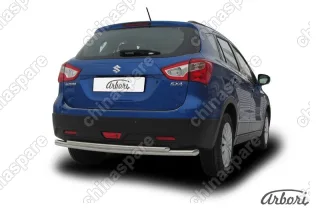 AFZDASSX41407 Защита заднего бампера d57+d42 двойная Arbori нерж. сталь для Suzuki SX4 2014-нв