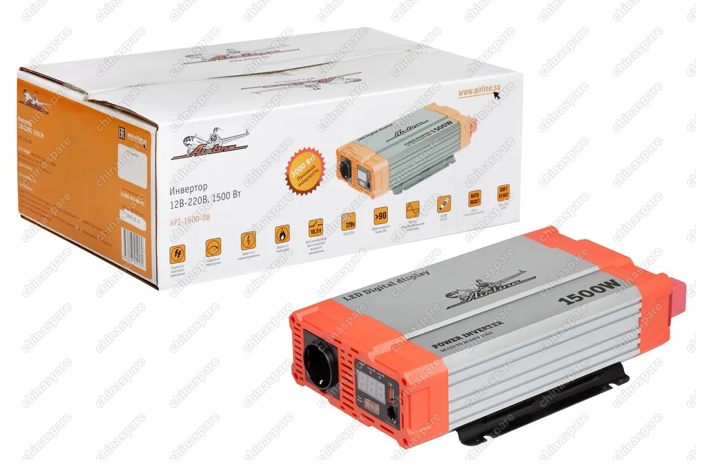 API-1500-08 Инвертор 12В-220В, 1500 Вт