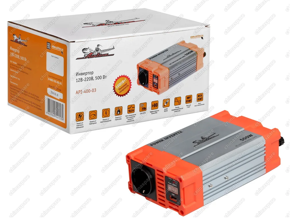 API-400-03 Инвертор 12В-220В, 500Вт