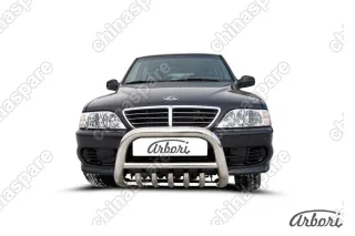 Кенгурятник d76 низкий с защитой картера Arbori нерж. сталь для Тагаз ROAD Partner 2008-2011