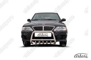 Кенгурятник d57 низкий c защитой картера Arbori нерж. сталь для Тагаз ROAD Partner 2008-2011