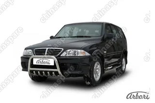 Кенгурятник d57 низкий c защитой картера Arbori нерж. сталь для Тагаз ROAD Partner 2008-2011