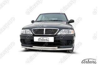 Защита переднего бампера d57+d57 двойная Arbori нерж. сталь для Тагаз ROAD Partner 2008-2011