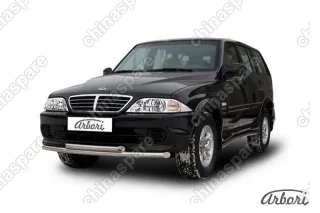 Защита переднего бампера d57+d57 двойная Arbori нерж. сталь для Тагаз ROAD Partner 2008-2011