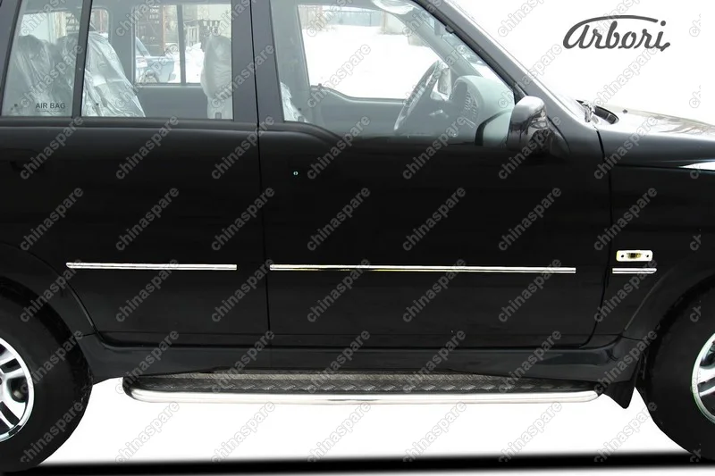 Защита порогов d42 с листом Arbori нерж. сталь для Тагаз ROAD Partner 2008-2011