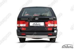 Защита заднего бампера d57+d57 двойная Arbori нерж. сталь для Тагаз ROAD Partner 2008-2011