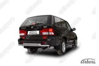 Защита заднего бампера d57+d57 двойная Arbori нерж. сталь для Тагаз ROAD Partner 2008-2011