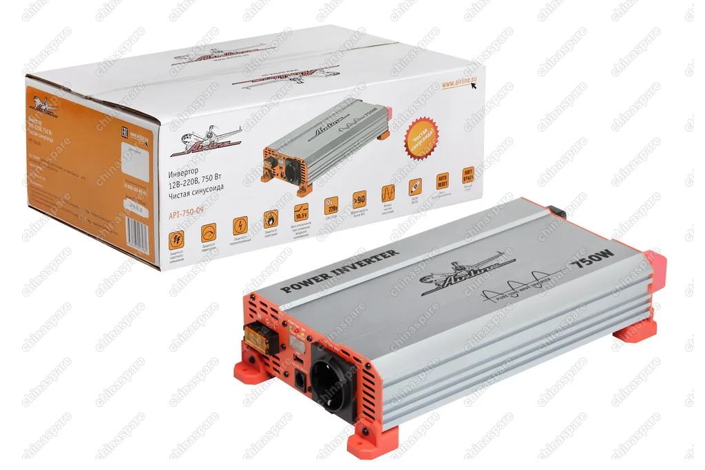 API-750-09 Инвертор 12В-220В, 750 Вт чистый синус