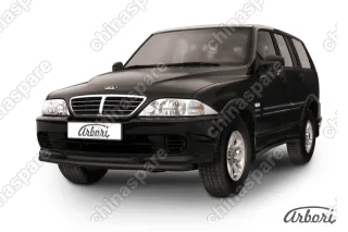 Защита переднего бампера d57+d57 двойная Arbori черн. для Тагаз ROAD Partner 2008-2011