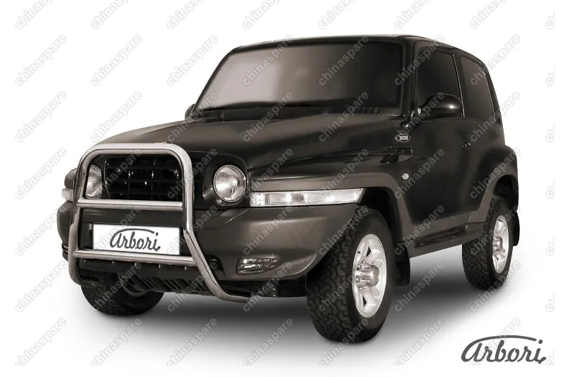 Кенгурятник d57 высокий Arbori нерж. сталь для Тагаз TAGER 3дв. 2008-2012