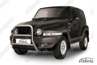 Кенгурятник d57 высокий Arbori нерж. сталь для Тагаз TAGER 3дв. 2008-2012