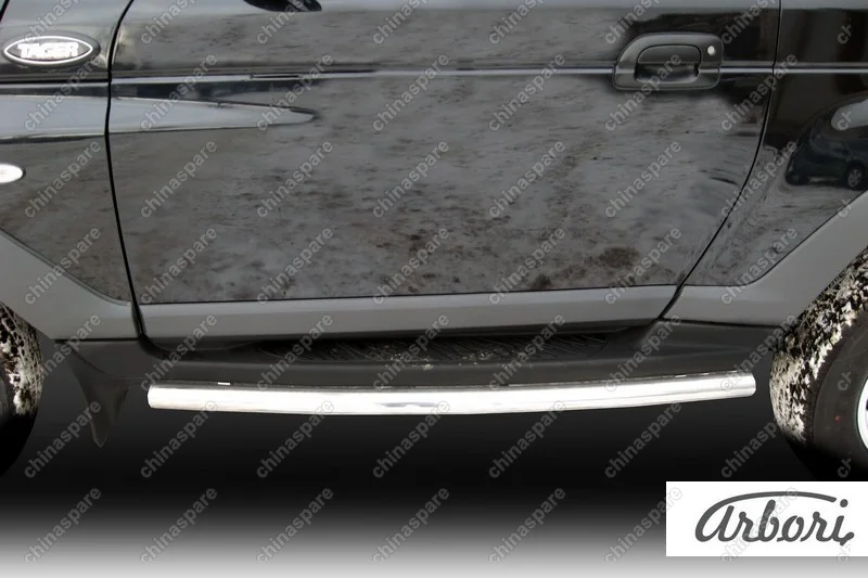 Защита штатного порога d57 Arbori нерж. сталь для Тагаз TAGER 3дв. 2008-2012