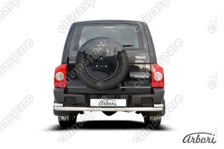 Защита заднего бампера d57+d42 двойная Arbori нерж. сталь для Тагаз TAGER 3дв. 2008-2012