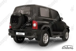 Защита заднего бампера d76+d42 двойная Arbori черн. для Тагаз TAGER 3дв. 2008-2012