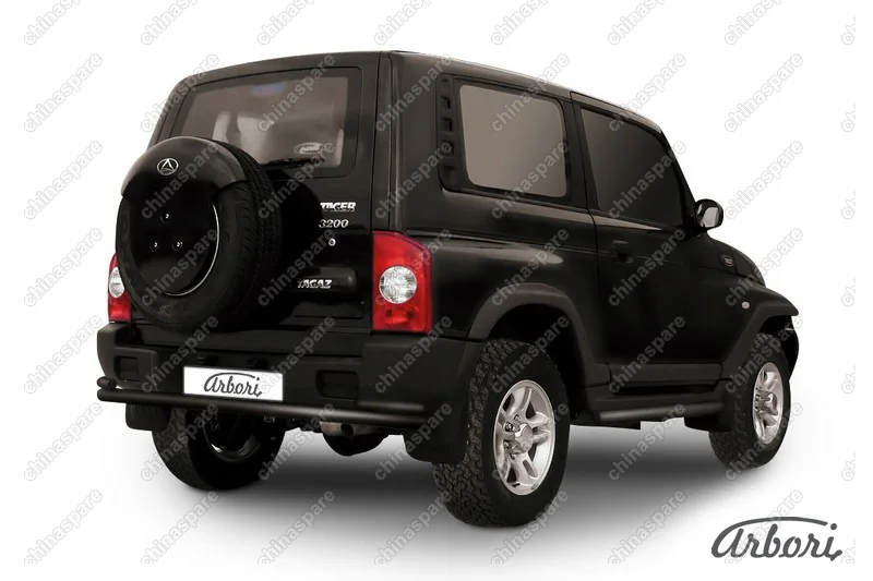 Защита заднего бампера d57+d42 двойная Arbori черн. для Тагаз TAGER 3дв. 2008-2012