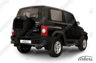 Защита заднего бампера d57+d42 двойная Arbori черн. для Тагаз TAGER 3дв. 2008-2012