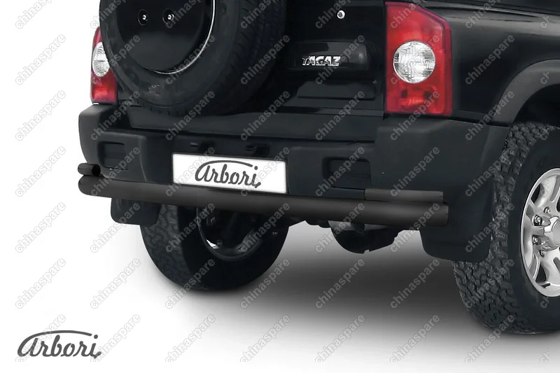 Защита заднего бампера d76+d42 двойная Arbori черн. для Тагаз TAGER 5 дв. 2008-2012