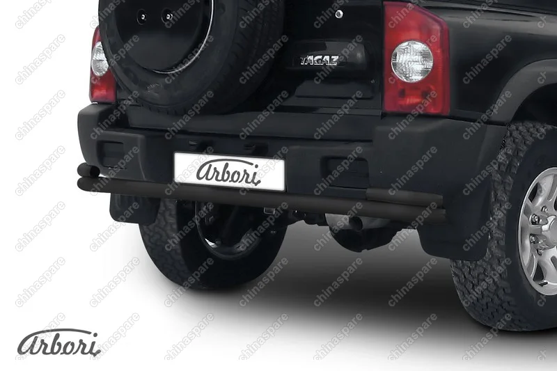 Защита заднего бампера d57+d42 двойная Arbori черн. для Тагаз TAGER 5 дв. 2008-2012