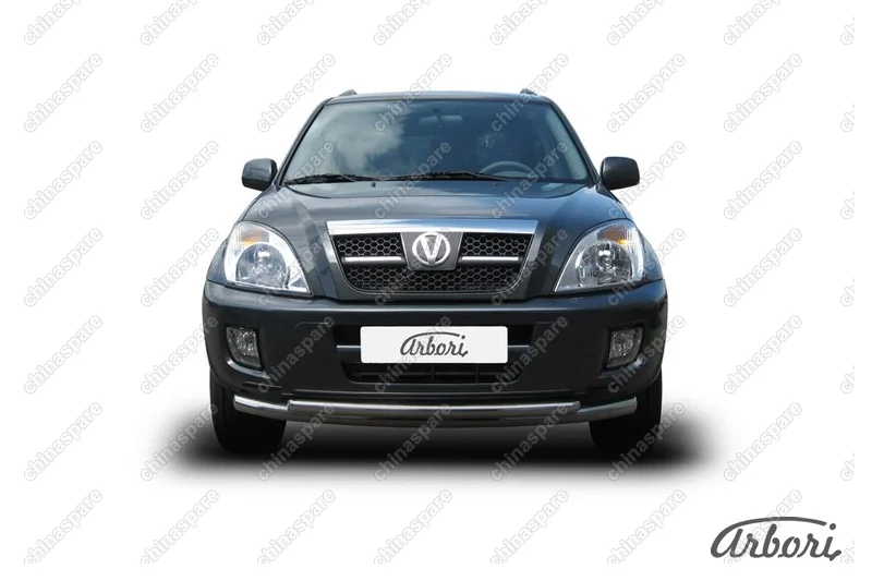 AFZDATIN01 Защита переднего бампера d57+d42 двойная Arbori нерж. сталь для Тагаз TINGO 2011-2014