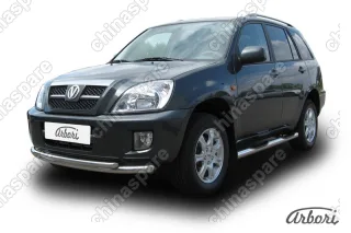 AFZDATIN01 Защита переднего бампера d57+d42 двойная Arbori нерж. сталь для Тагаз TINGO 2011-2014