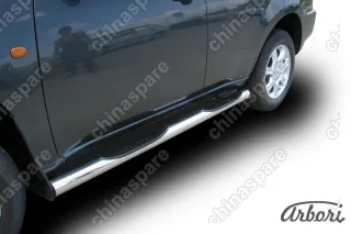 AFZDATIN03 Защита порогов d76 с проступями Arbori нерж. сталь для Тагаз TINGO 2011-2014