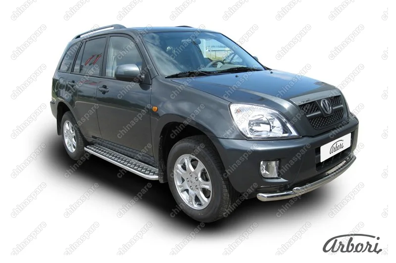 AFZDATIN06 Защита порогов d42 с листом Arbori нерж. сталь для Тагаз TINGO 2011-2014