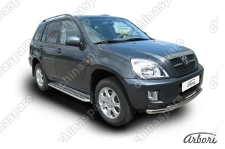 AFZDATIN06 Защита порогов d42 с листом Arbori нерж. сталь для Тагаз TINGO 2011-2014