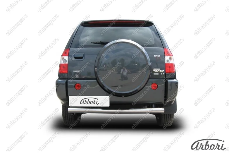 AFZDATIN07 Защита заднего бампера d76 с проступями Arbori нерж. сталь для Тагаз TINGO 2011-2014