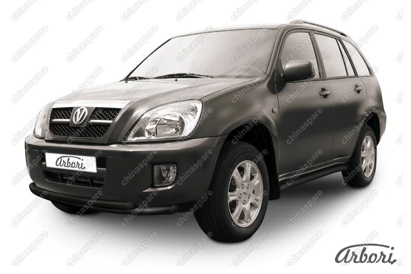 AFZDATIN01B Защита переднего бампера d57+d42 двойная Arbori черн. для Тагаз TINGO 2011-2014