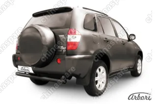 AFZDATIN07B Защита заднего бампера d76 с проступями Arbori черн. для Тагаз TINGO 2011-2014