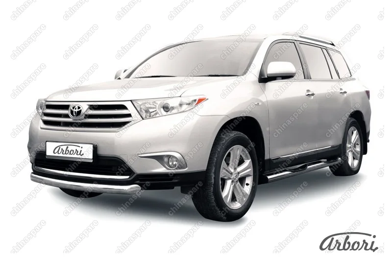 AFZDATHI05 Защита переднего бампера d76 радиусная Arbori нерж. сталь для Toyota HIGHLANDER 2010-2013