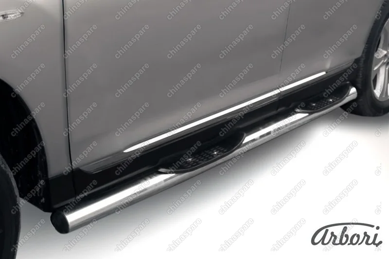 AFZDATHI08 Защита порогов d76 с проступями Arbori нерж. сталь для Toyota HIGHLANDER 2010-2013