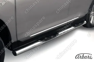 AFZDATHI08 Защита порогов d76 с проступями Arbori нерж. сталь для Toyota HIGHLANDER 2010-2013