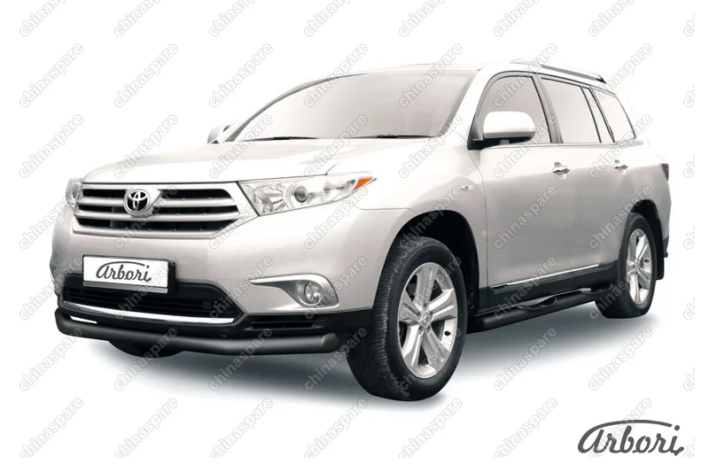 AFZDATHI04B Защита переднего бампера d76 длинная Arbori черн. для Toyota HIGHLANDER 2010-2013