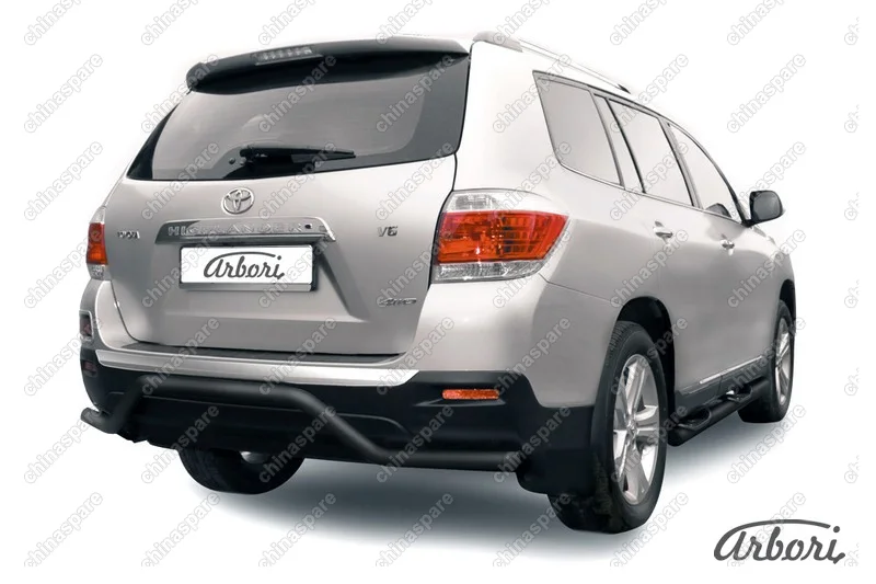 AFZDATHI17B Защита заднего бампера d57 "волна" Arbori черн. для Toyota HIGHLANDER 2010-2013
