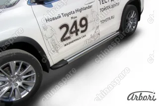 AFZDAALTHI1404 Комплект алюминиевых порогов Arbori Luxe Silver 1800 для TOYOTA Highlander 2014-2016