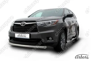 AFZDATHI1401 Защита переднего бампера d76 радиусная Arbori нерж. сталь для TOYOTA Highlander 2014-2016
