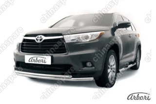 AFZDATHI1402 Защита переднего бампера d57+d42 двойная Arbori нерж. сталь для TOYOTA Highlander 2014-2016