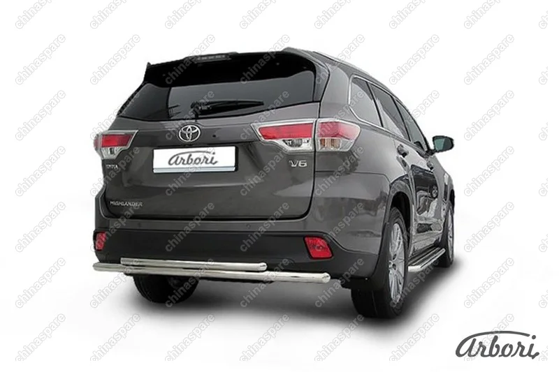 AFZDATHI1412 Защита заднего бампера d57+d42 двойная радиусная Arbori нерж. сталь для TOYOTA Highlander 2014-2016