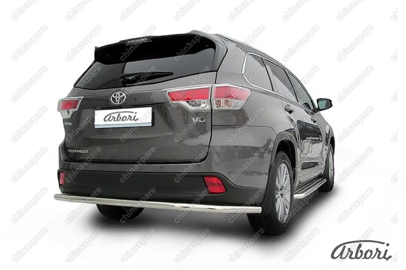 AFZDATHI1415 Защита заднего бампера d57 длинная Arbori нерж. сталь для TOYOTA Highlander 2014-2016