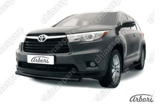 AFZDATHI1405B Защита переднего бампера d57 радиусная Arbori черн. для TOYOTA Highlander 2014-2016