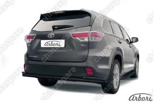 AFZDATHI1414B Защита заднего бампера d57+d42 двойная длинная Arbori черн. для TOYOTA Highlander 2014-2016