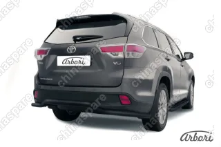 AFZDATHI1417B Защита заднего бампера d57 "волна" длинная Arbori черн. для TOYOTA Highlander 2014-2016