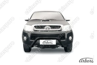 AFZDATHL05B Кенгурятник d76 низкий широкий "мини" Arbori черн. для Toyota HILUX 2004-2011